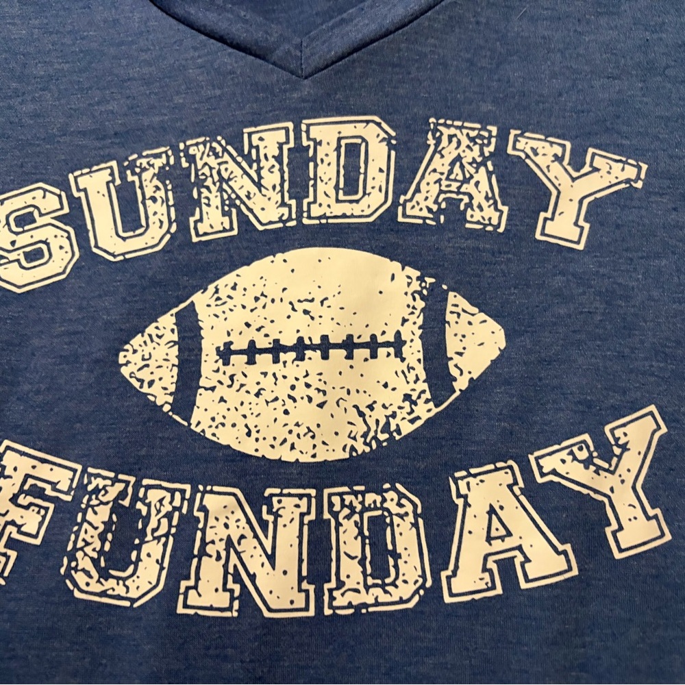 Women’s Blue Sunday Funday T- Shirt with Football Print
